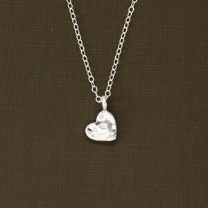 Small Sterling Silver Heart Necklace - Hand Hammered