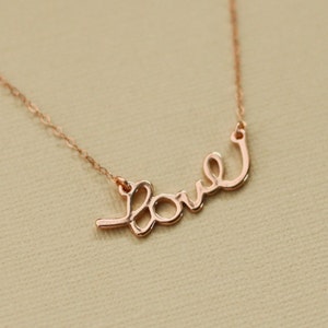 Rose Gold Love Necklace - Rose gold filled chain