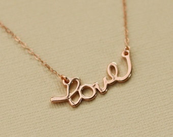Rose Gold Love Necklace - Rose gold filled chain