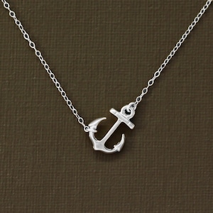 Silver Anchor Necklace Sterling Silver Chain image 1
