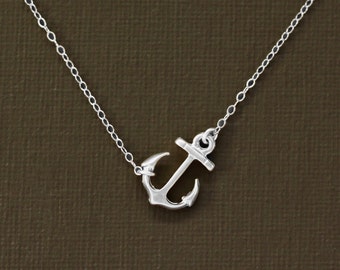 Silver Anchor Necklace - Sterling Silver Chain