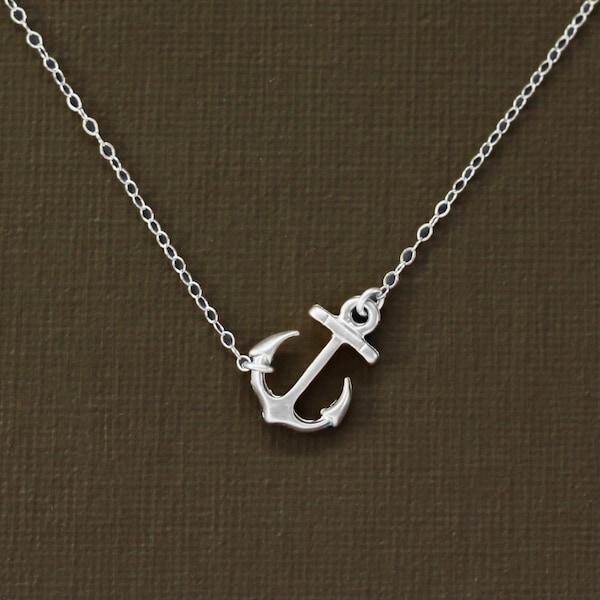 Collar con ancla de plata - Cadena de plata de ley