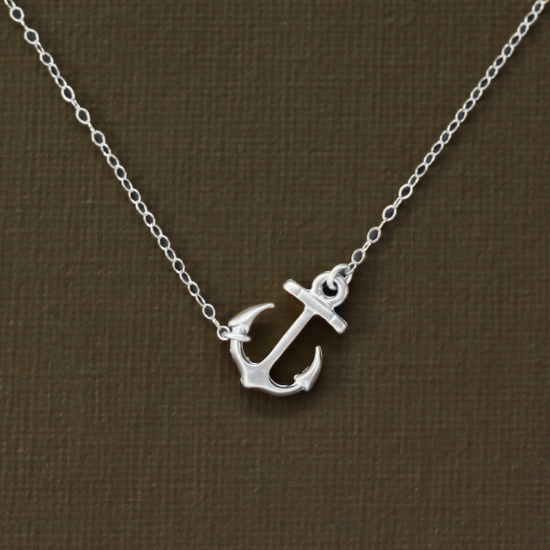 Silver Anchor Necklace Sterling Silver Chain Etsy