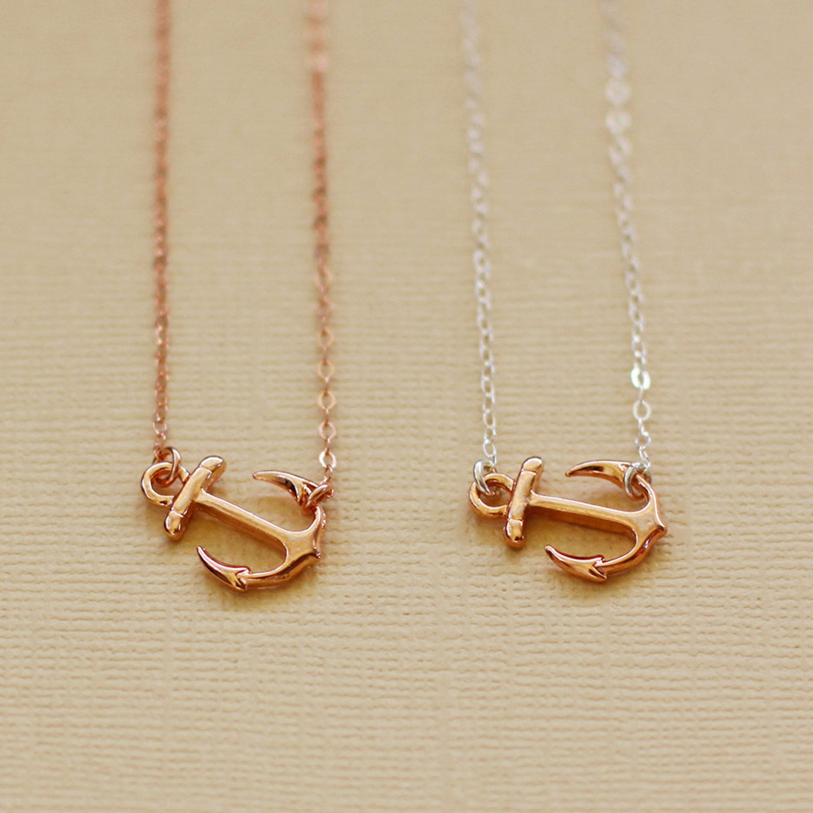 Rose gold anchor necklace Outlet
