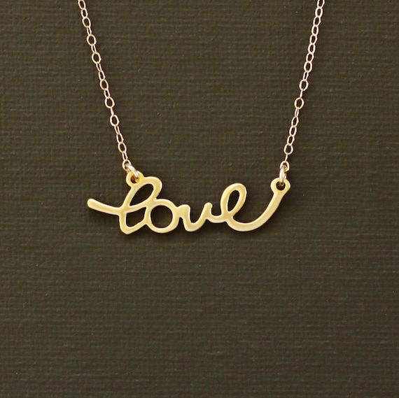 Gold Love Necklace Etsy