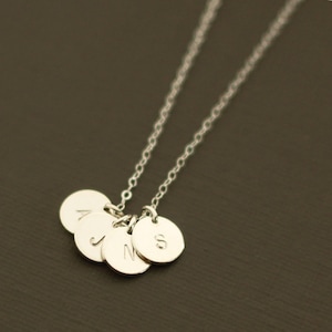 Silver Initials Necklace - 4 Initials - Sterling Silver Personalized Initial Necklace - Customized necklace