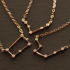 Rose Gold Zodiac Necklace - Cubic Zirconia Constellation Astrological Necklace - Rose Gold Filled Chain