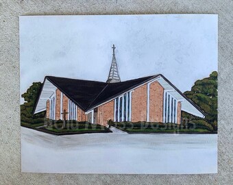 Our Lady Queen of Angels Catholic Church Print// Catholic Prints// Church Prints// South Louisiana Church// Gifts for Her// Religious Gifts