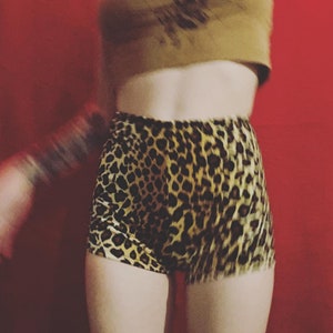 Leopard Print // Velvet Animal print  // High Waisted Booty Shorts // Bones Lingerie Handmade LIngerie + Clothing