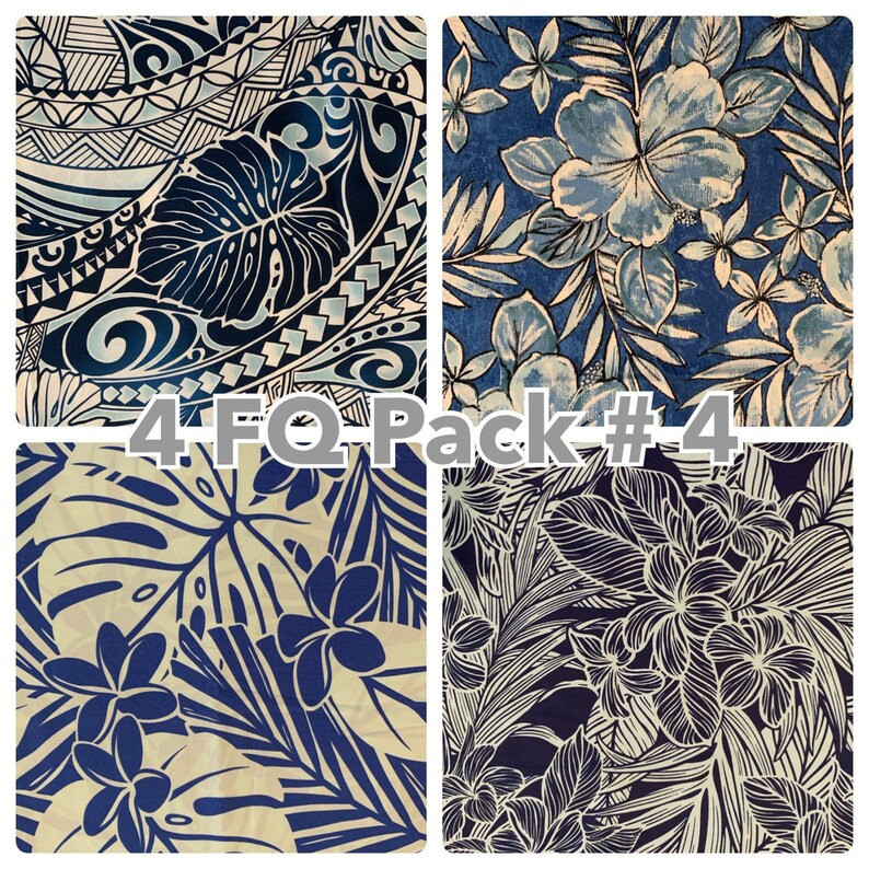4 pack Fat Quarter Beautiful Cotton Hawaiian Print Fabric Etsy