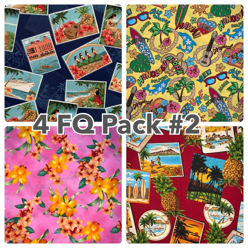 4 pack Fat Quarter Beautiful Cotton Hawaiian Print Fabric Etsy