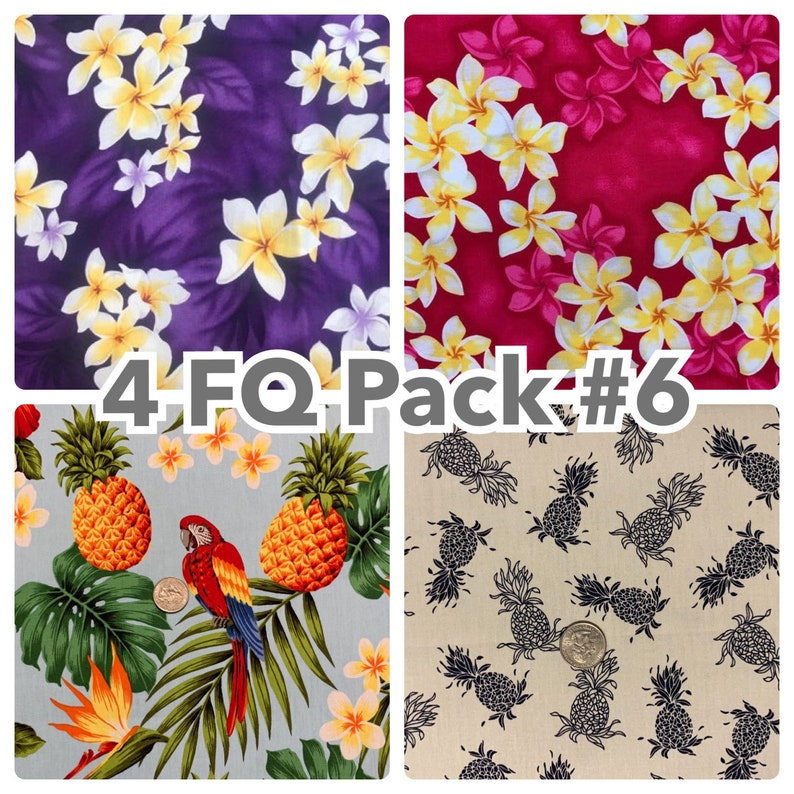 4 pack Fat Quarter Beautiful Cotton Hawaiian Print Fabric Etsy