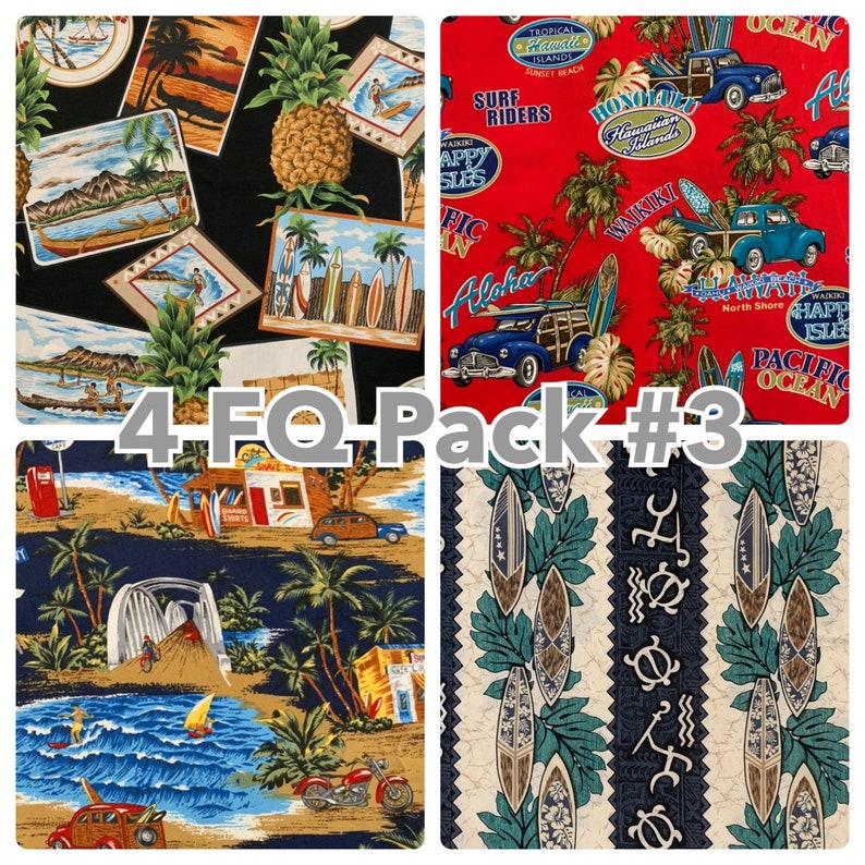 4 pack Fat Quarter Beautiful Cotton Hawaiian Print Fabric Etsy