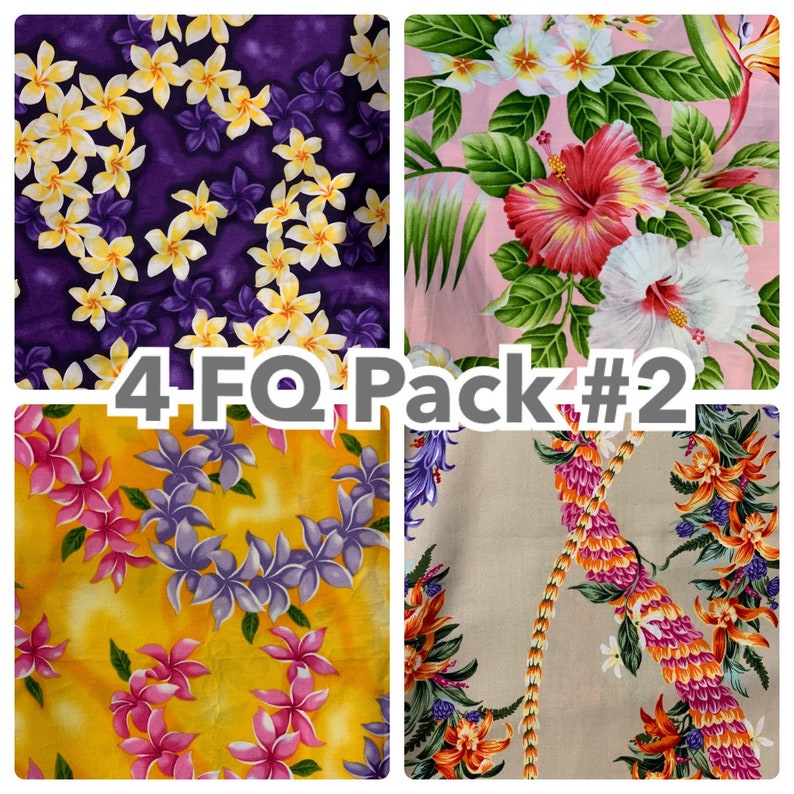 4 pack Fat Quarter Beautiful Cotton Hawaiian Print Fabric Etsy