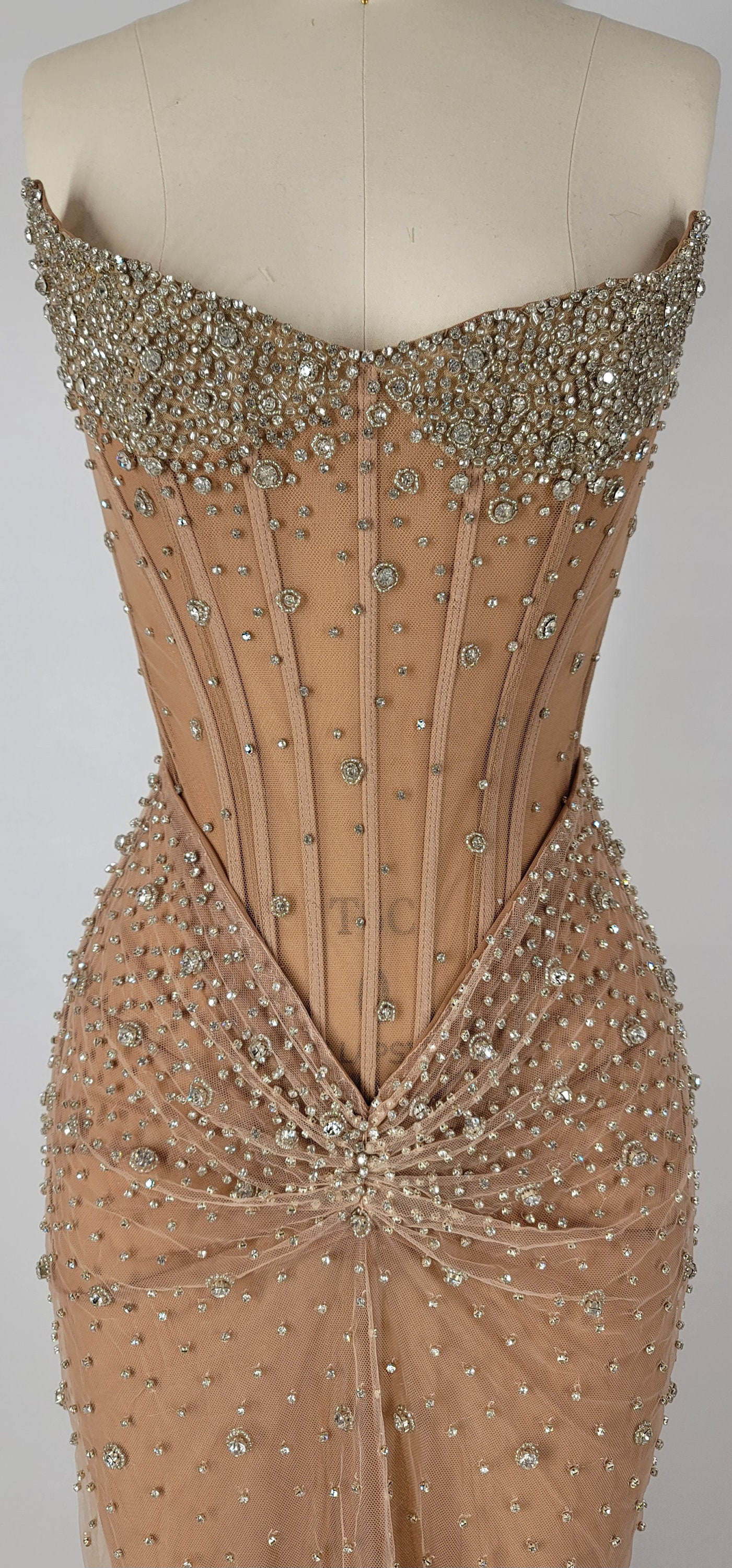 JIA | Pre-order Custom Sheer Nude Mesh Diamond Crystal