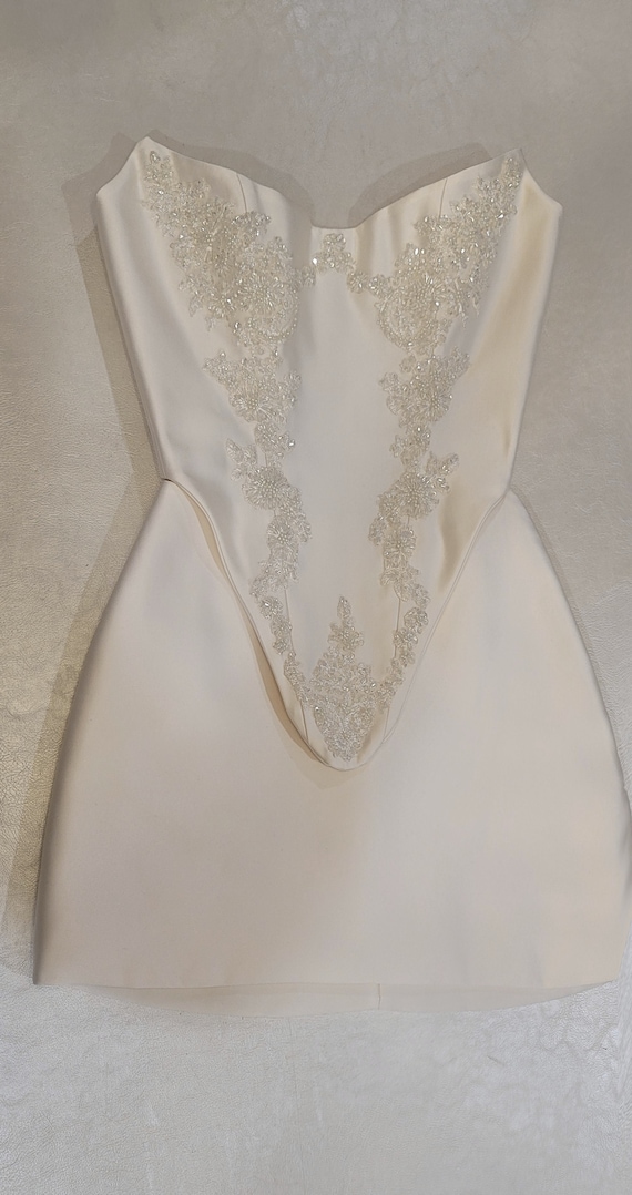 MAX | Pre-order Custom Bridal Cream Pearl Satin Corset Mini MAX | Pre-order Custom Bridal Cream Pearl Satin Corset Mini