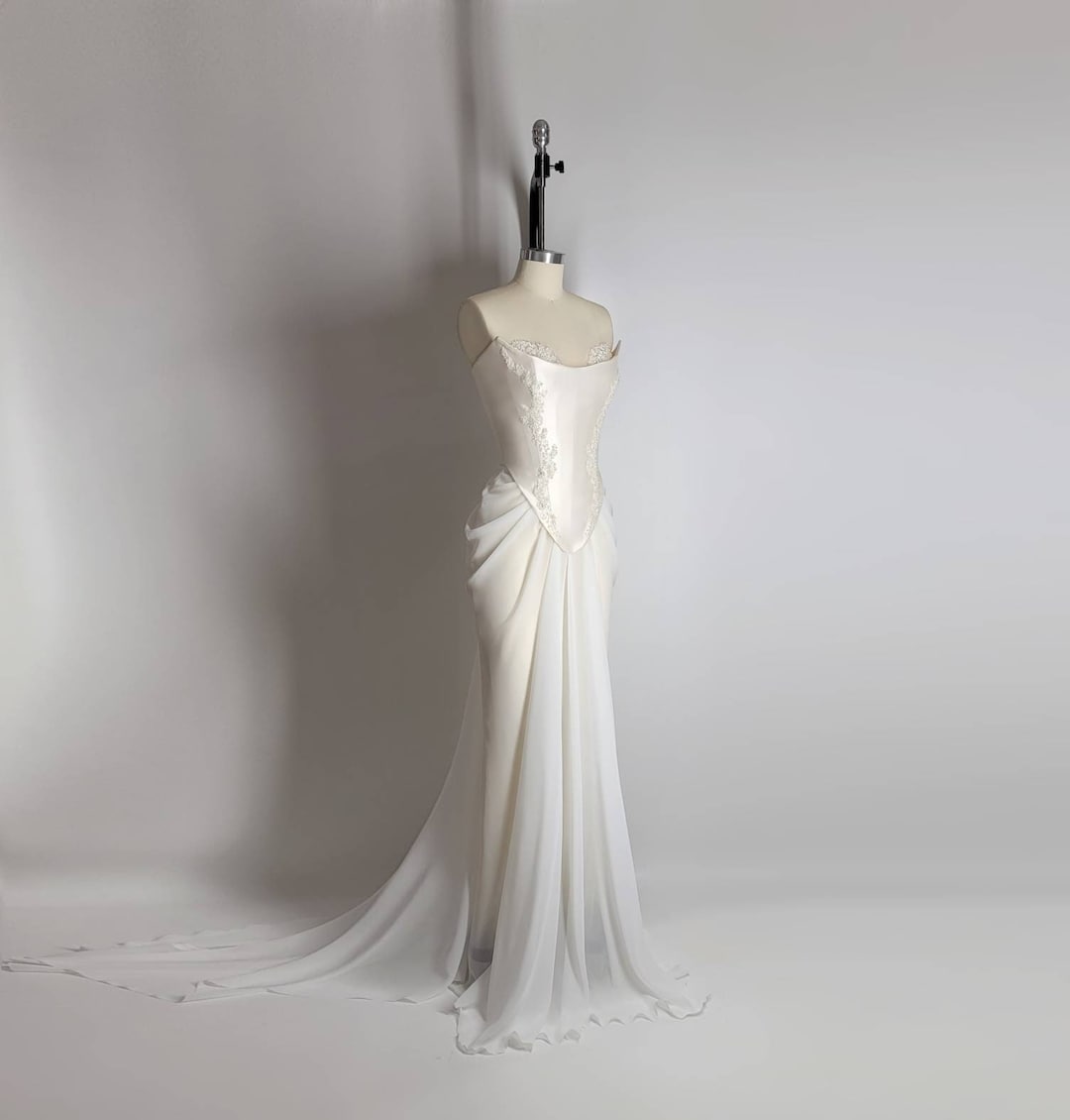 SOL Pre-order Handmade Draped Pearl off White Chiffon Sheer