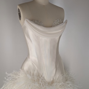 LIV | Pre-order Custom Bridal off White Pearl Silk Satin Draped Corset ...