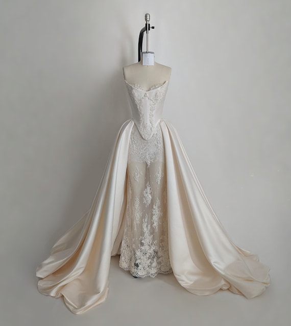 SOPHIA Pre-order Custom Duchess Silk Beaded Chantilly Lace