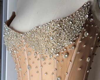 【EVERYBIRTHDAY】Mesh Diamond ネックレース JIA | Pre-order Custom Sheer Nude Mesh Diamond Crystal