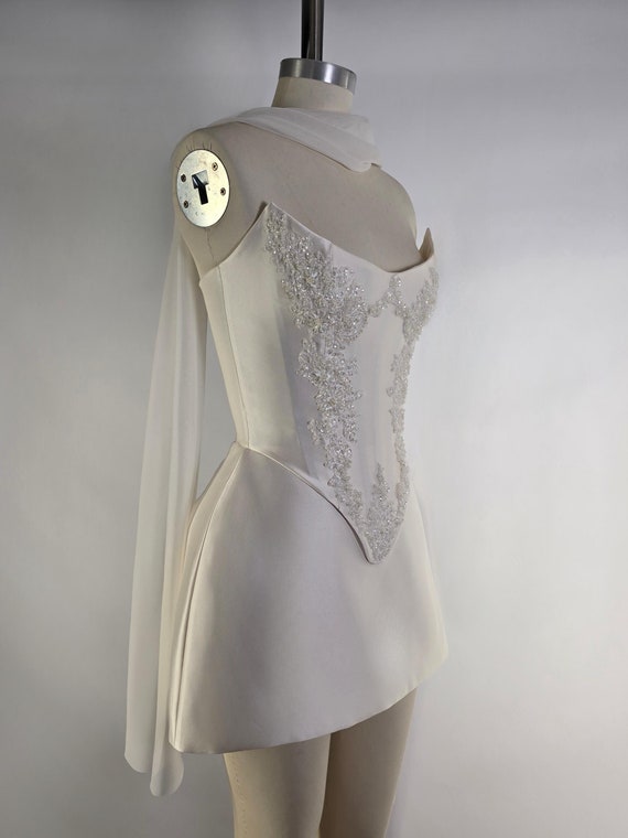 white christmas dresses Palmer Mesh Corset Mini Dress / Ivory | Meshki main image 0