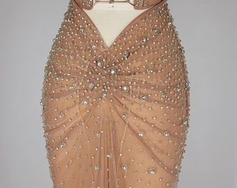 JIA | Pre-order Custom Sheer Nude Mesh Diamond Crystal