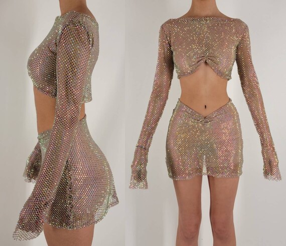 sheer rhinestone dress