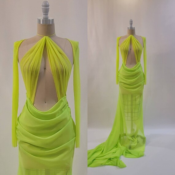 neon green halter dress Neon Green Halter Neck Short Dress main image 1