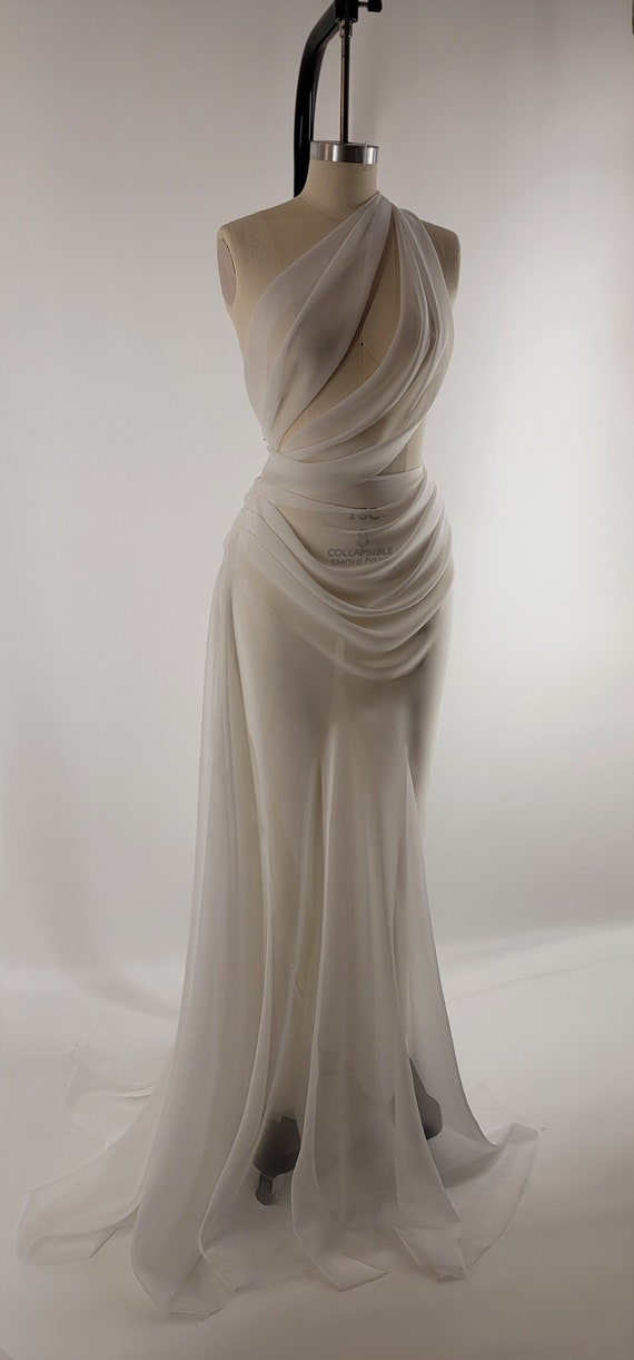 ELA | Pre-order Handmade Draped off White Chiffon Sheer Mesh Wedding Reception Gown Dress Bridal - Etsy Denmark ELA | Pre-order Handmade Draped off White Chiffon Sheer Mesh Wedding Reception Gown Dress Bridal - Etsy Denmark