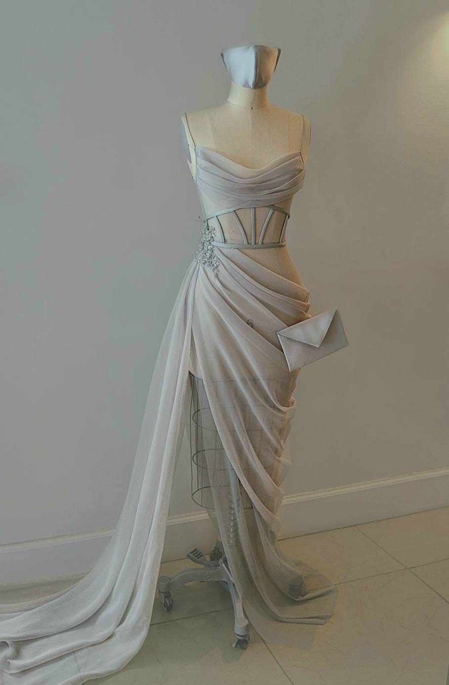 【COYSEIO】 DRAPING DRESS BLUE GREY DRAPING DRESS BLUE GREY - coyseio