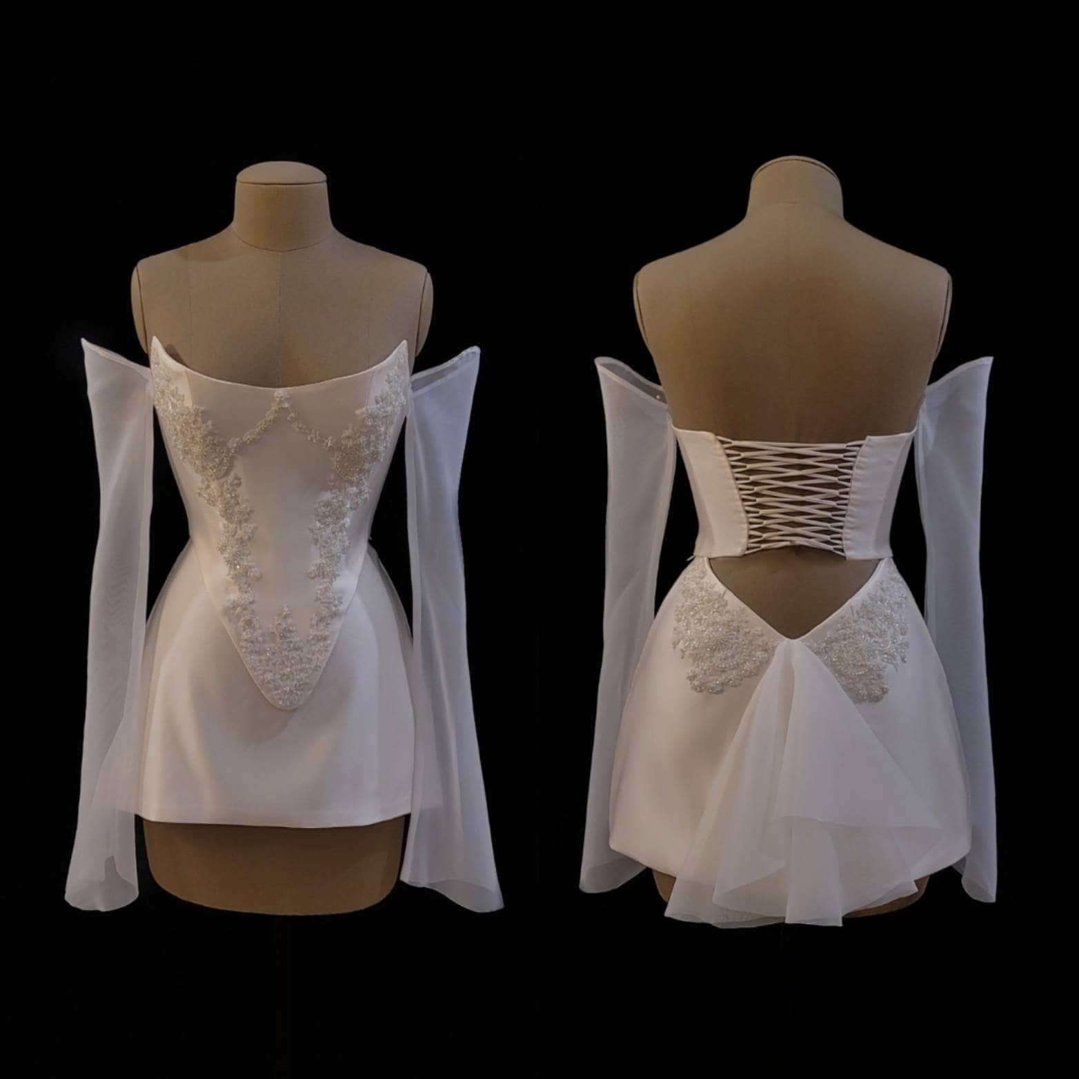 MAX | Pre-order Custom Bridal Cream Pearl Satin Corset Mini MAX | Pre-order Custom Bridal Cream Pearl Satin Corset Mini