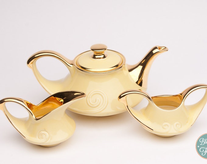 Vintage 22k Gold Trim Tea Pot, Sugar and Creamer Set Etsy