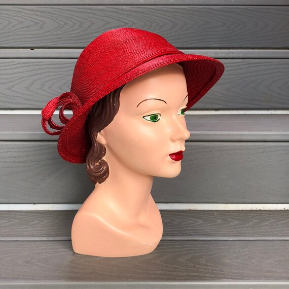 1960s Red Straw Hat | Adolfo Sun Hat