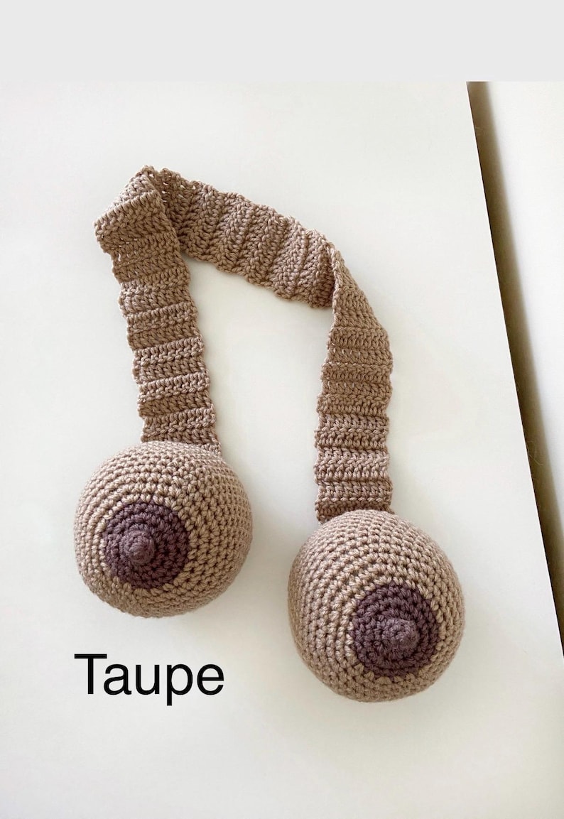 Breast Pumping & Breastfeeding Technique Scarf || Must-Have for Doulas, Lactation Consultants, Midwives, OBGYN, nursing | crochet boob model Taupe