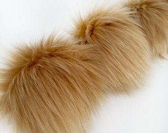 Brown Faux Fur Pom pom || Luxury DESERT PomPom || handmade accessory for knit crochet hats || fake fur fabric || on cords or snaps | 3 sizes