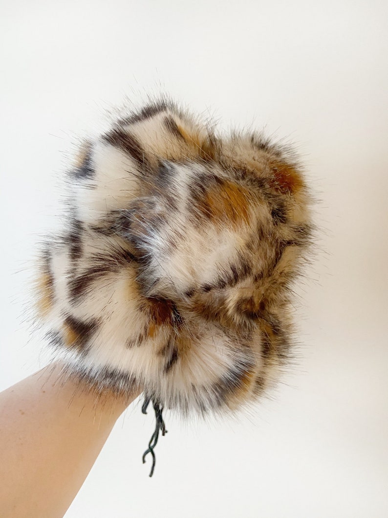 Animal Print Faux Fur Pompom Luxury LEOPARD Pom large fluffy pom 3 sizes on cords or snaps large pompom vegan craft supplies image 9