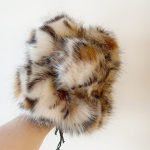 Animal Print Faux Fur Pompom || Luxury LEOPARD Pom || large fluffy pom || 3 sizes on cords or snaps large pompom || vegan craft supplies