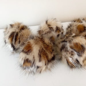 Animal Print Faux Fur Pompom Luxury LEOPARD Pom large fluffy pom 3 sizes on cords or snaps large pompom vegan craft supplies image 5