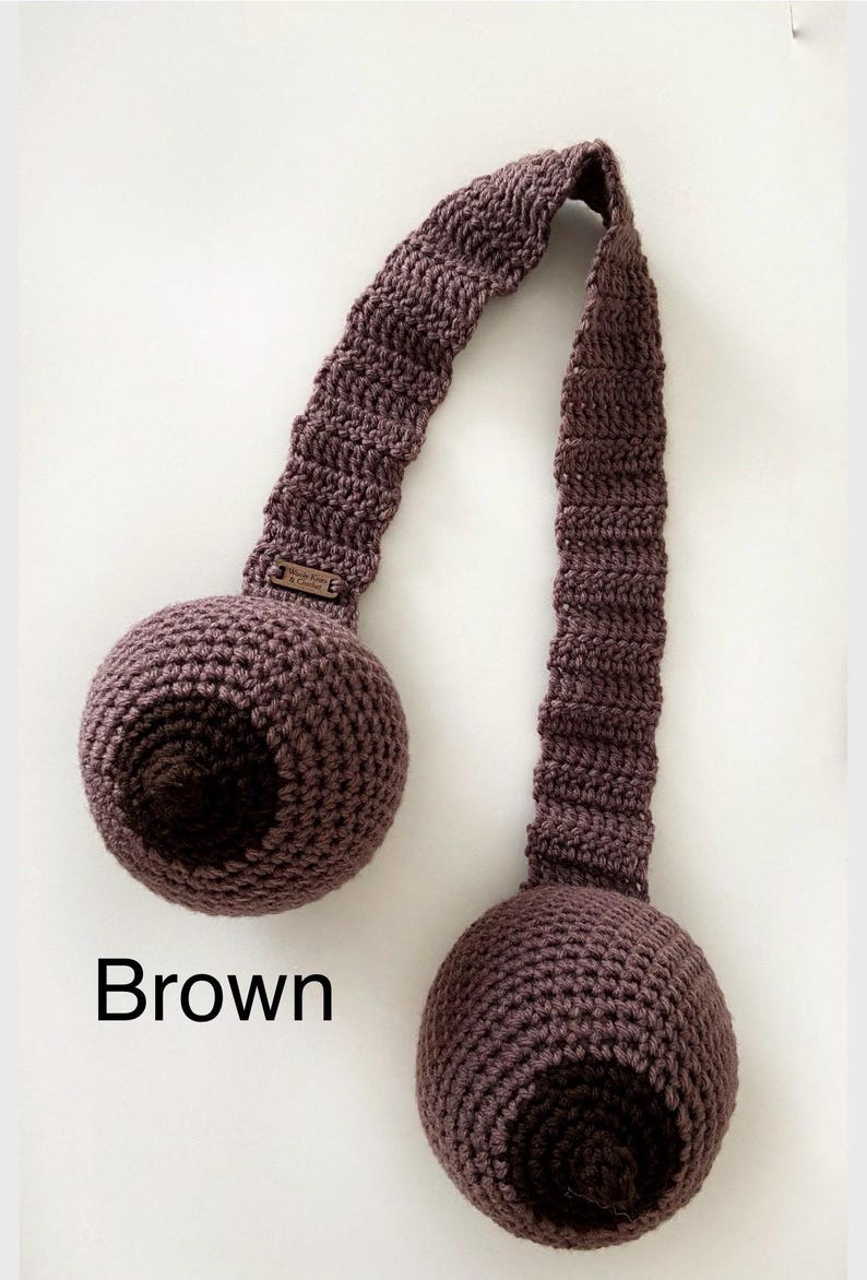 Breast Pumping & Breastfeeding Technique Scarf || Must-Have for Doulas, Lactation Consultants, Midwives, OBGYN, nursing | crochet boob model Brown