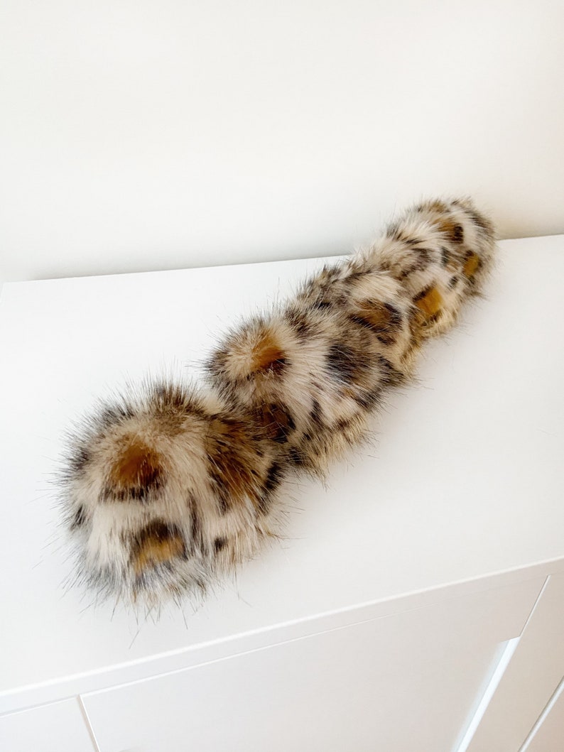 Animal Print Faux Fur Pompom Luxury LEOPARD Pom large fluffy pom 3 sizes on cords or snaps large pompom vegan craft supplies image 3