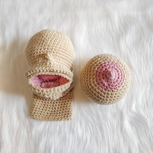 Crochet Doula BreastFeeding set 2 PC Lactation Puppet & Breast teaching training prop Tongue Tie demo lactation consultant IBCLC image 5