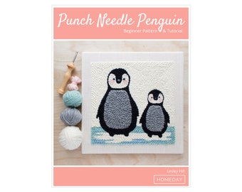 Punch Needle Penguin Pattern | Beginner Pattern & Tutorial | PDF FILE