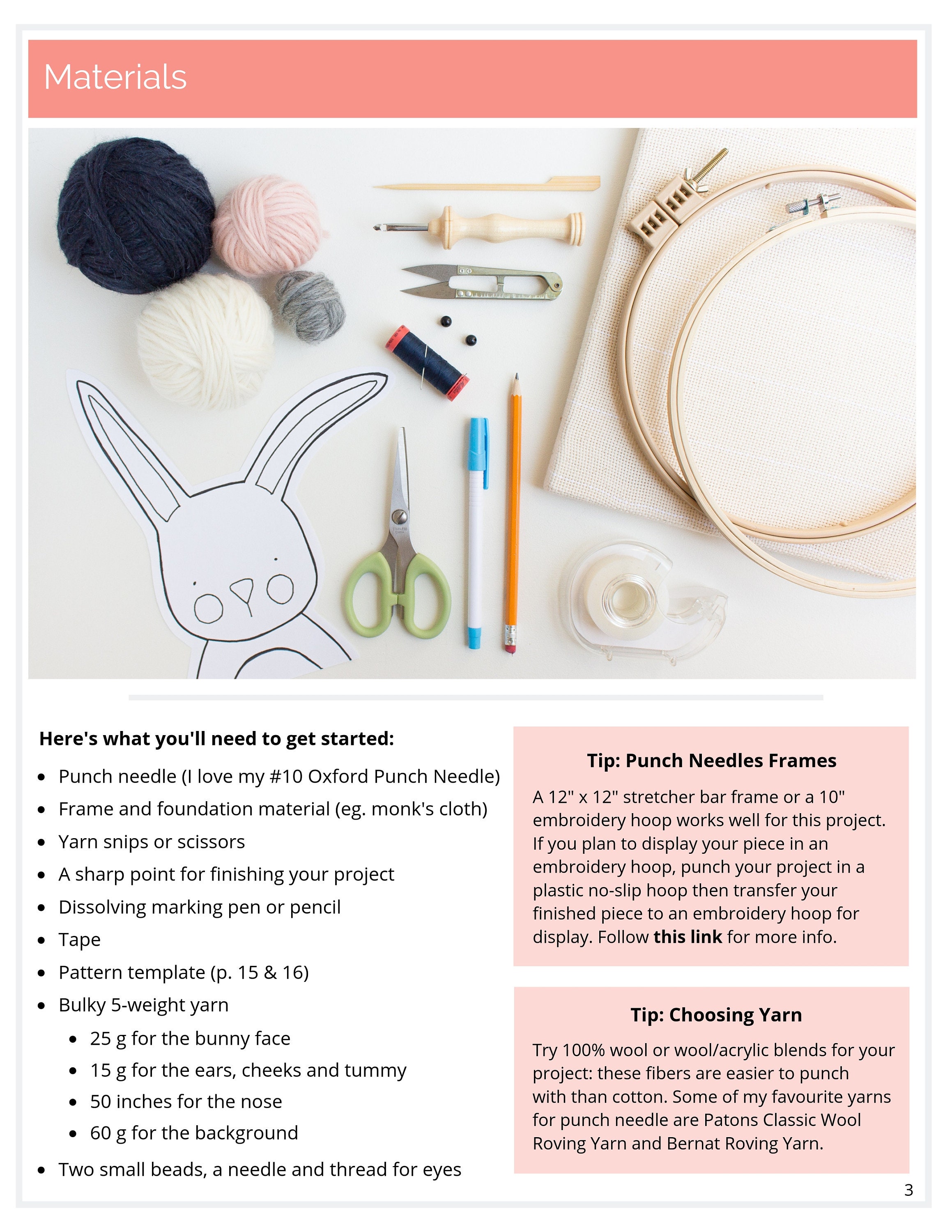 Punch Needle Bunny Pattern Beginner Pattern & Tutorial PDF Etsy
