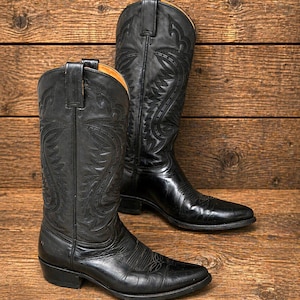 Black Vintage Cowboy Boots 8.5 - Etsy display picture 1