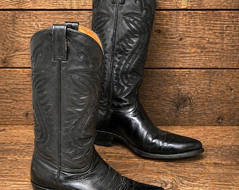 Botas Jaca Botas vaqueras mexicanas de cuero negro para rodeo Talla Mex 26.5 EE US 7.5