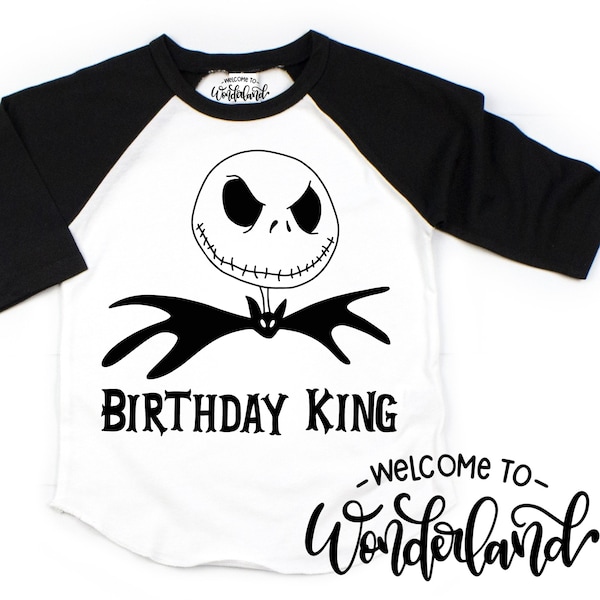 Nightmare Before Christmas Birthday Shirt. Birthday Boy Birthday King tee. Jack Skellington outfit. Halloween Boys Kids Birthday Shirt