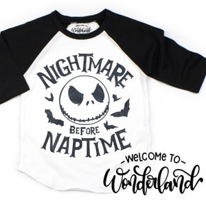 Nightmare Before Naptime Halloween Shirt. Kids Halloween Funny T shirt. Toddler Boys Girls Nightmare Before Nap Time Christmas Skeleton tee