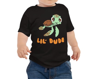 Baby LIL' DUDE Finding Nemo Dory kids Squirt fin noggin tee  t-shirt little Baby boy Jersey Short Sleeve Tee