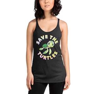 Adult SAVE THE TURTLES Finding nemo dory squirt Rainbow Tie Dye printed tanks Girls Girl Teen Tween Ladies Women&#39;s Racerback Tank