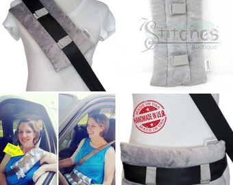 Minky Post Surgery Seat Belt Pillow - Excellent Mastectomy Recovery Gift, Heart Surgery, Breast Surgery, Abdominal Surgery, Sensory Pillow